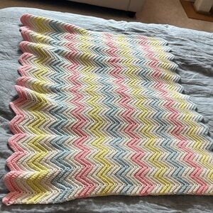 Colorful Chevron Knit baby Blanket